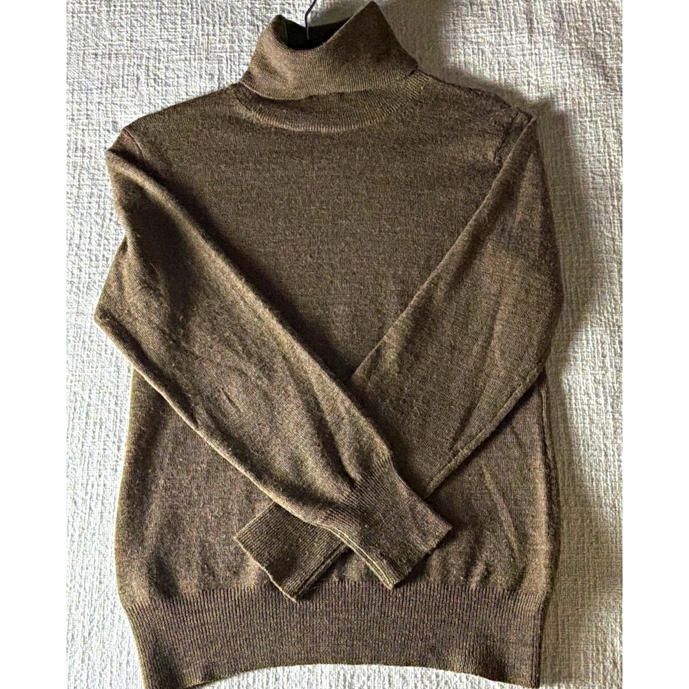 Brunella Gori Women's Brown 100% Merino Wool Knit Pullover Turtleneck Sweater L